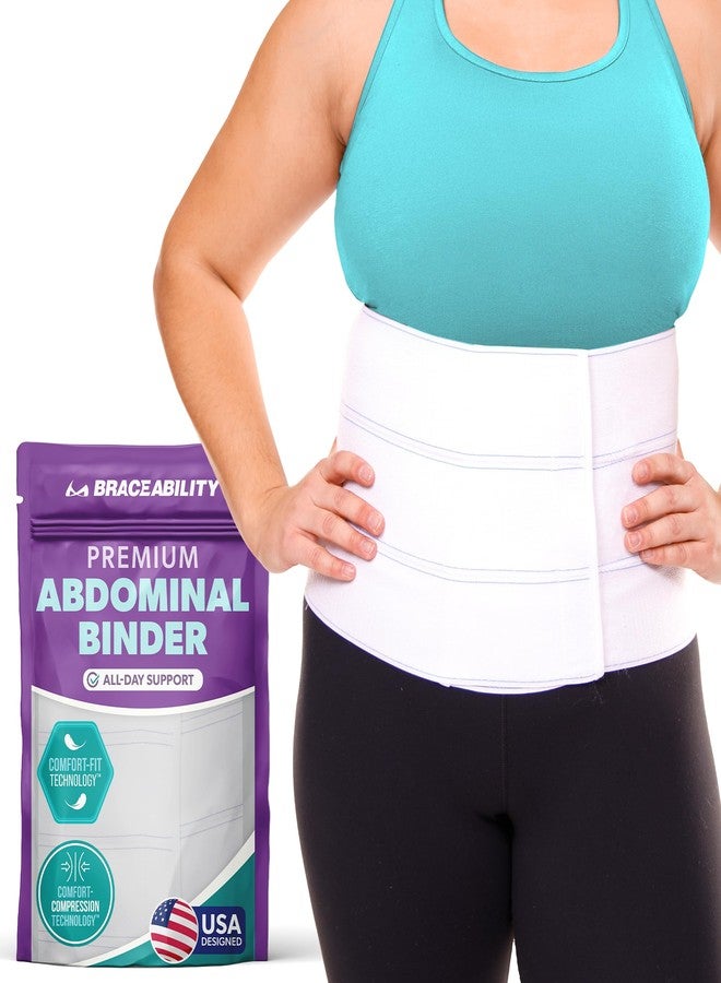 BraceAbility Plus Size Abdominal Binder for Post Surgery Recovery - Bariatric Stomach Hernia Belt, Post Partum Waist Binder, Diastasis Recti Belly Support Band for Bigger Men and Women (3XL 9") - Image 1